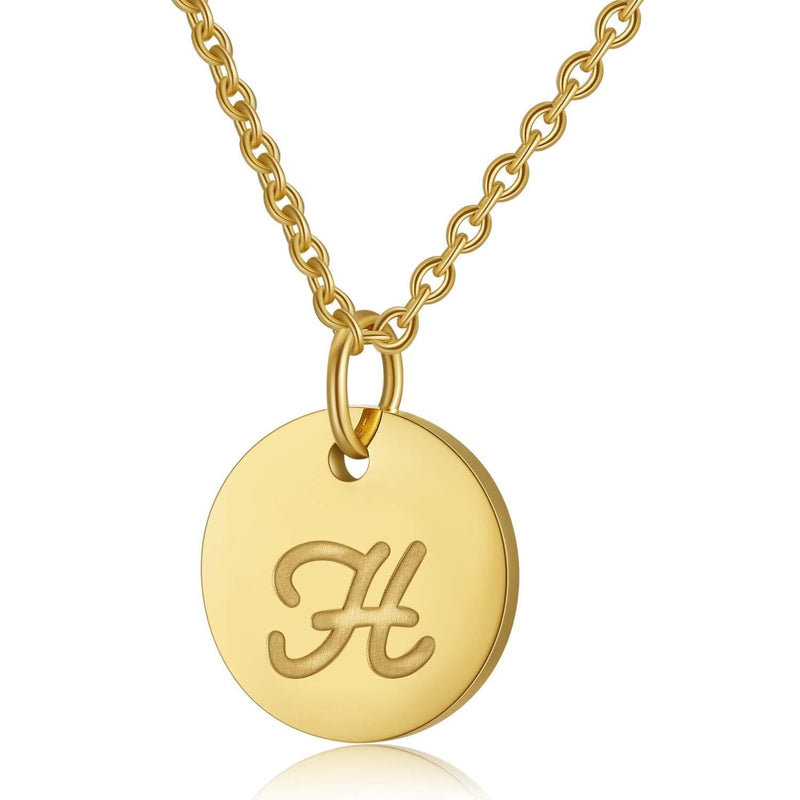[Australia] - Jureeone Initial Letter A Necklace Best Friend Necklaces for Girls Stainless Steel Letter H Gold 