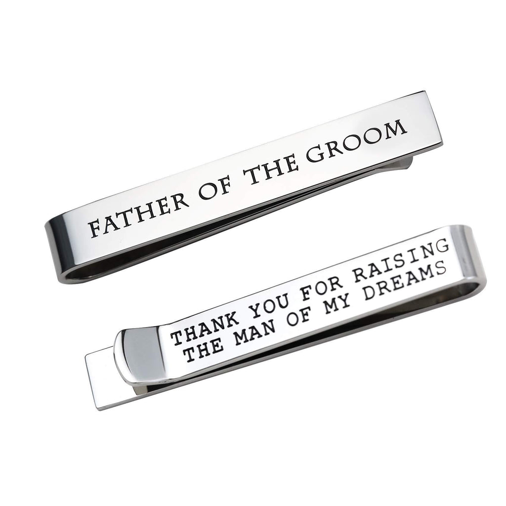 [Australia] - LParkin Father of The Bride Gifts Father of The Groom Gifts Wedding Tie Clips Gifts for Groomsmen from The Bride Stainless Steel Tie Bars Father of The Groom-White 