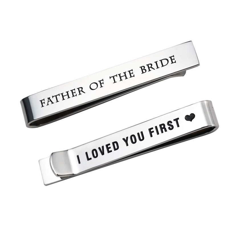 [Australia] - LParkin Father of The Bride Gifts Father of The Groom Gifts Wedding Tie Clips Gifts for Groomsmen from The Bride Stainless Steel Tie Bars Father of The Bride-White 