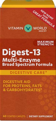 [Australia] - Vitamin World Digest-13 Multi-Enzyme Broad Spectrum Formula Maximum Strength 60 Coated caplets 