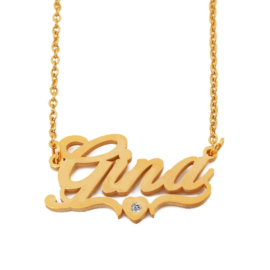 [Australia] - Gina Name Necklace Heart Shaped Gold Plated Personalized Dainty Necklace - Jewelry Gift Women, Girlfriend, Mother, Sister, Friend 
