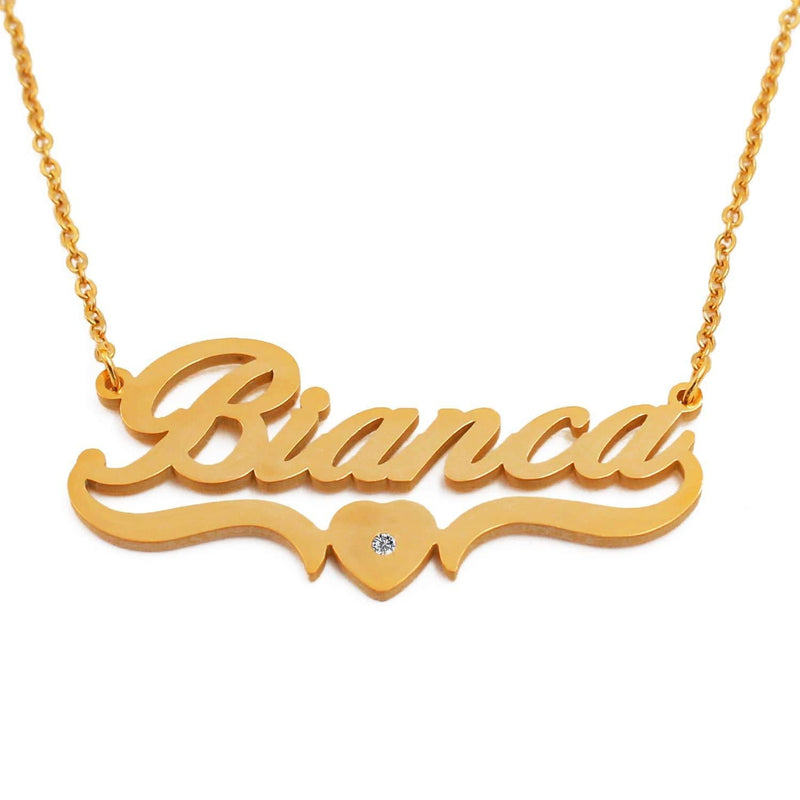 [Australia] - Bianca Name Necklace Heart Shaped Gold Plated Personalized Dainty Necklace - Jewelry Gift Women, Girlfriend, Mother, Sister, Friend 