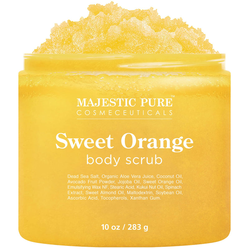 [Australia] - Majestic Pure Sweet Orange Body Scrub - Exfoliates, Moisturizes, and Nourishes Skin, 10 oz 