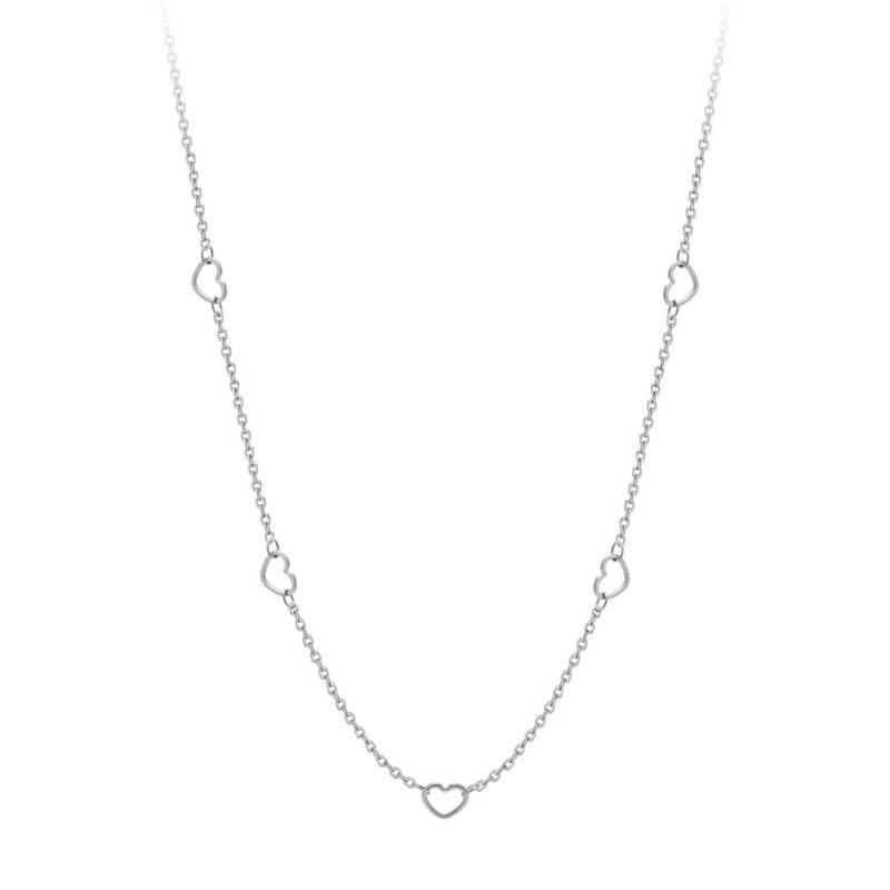 [Australia] - 555Jewelry Womens Stainless Steel Mini Multi Heart Love Dainty Chain Necklace Silver 20.0 Inches 