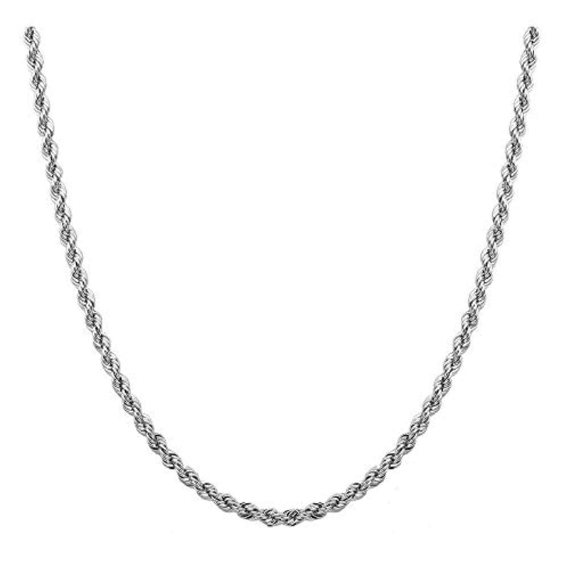 [Australia] - Sterling Silver 2mm diamond cut rope chain necklace- Made In Italy Rhodium 16.0 Inches 