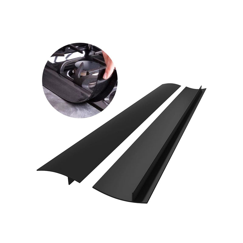 [Australia] - CozyKit Silicone Kitchen Stove Counter Gap Cover Long & Wide Gap Filler (2 Pack) Seals Spills Between Counters, Stovetops, Washing Machines, Oven, Washer, Dryer - Heat-Resistant and Easy Clean (Black) Black 