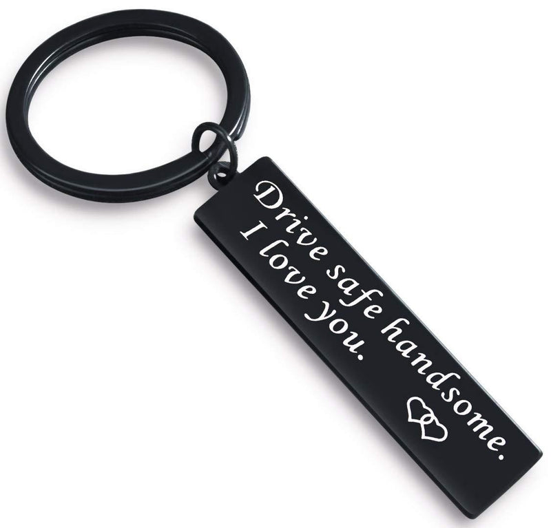 [Australia] - Drive Safe Keychain I Love You Handsome Valentines Day Gift for Trucker Husband Dad Boyfriend 