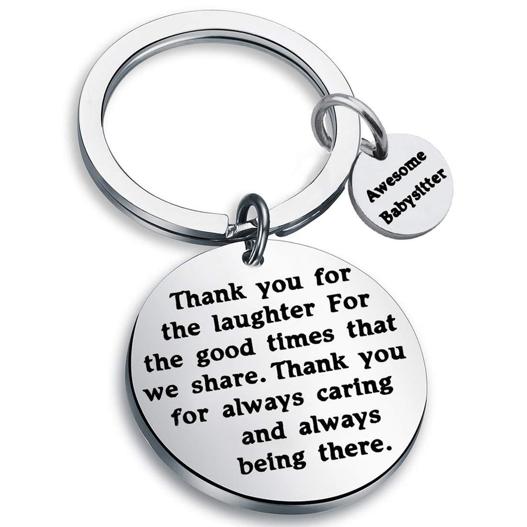 [Australia] - FUSTMW Babysitter Gift Thank You for Always Caring and Always Being There Keychain Appreciation Gift Nanny Thank You Gift silver 