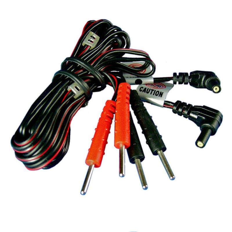 [Australia] - EasyStim OTC Premium Pair of 2 Black Lead Wires for TENS and EMS Units - Standard Female Plug 