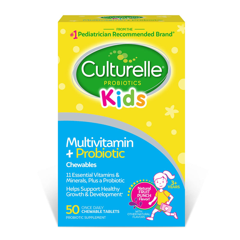 [Australia] - Culturelle Kids Complete Multivitamin + Probiotic Chewable, Digestive & Immune Support for Kids, With 11 Vitamins & Minerals including Vitamin C, D3 and Zinc, Fruit Punch Flavor, 50 Count 50 Count Chewable 