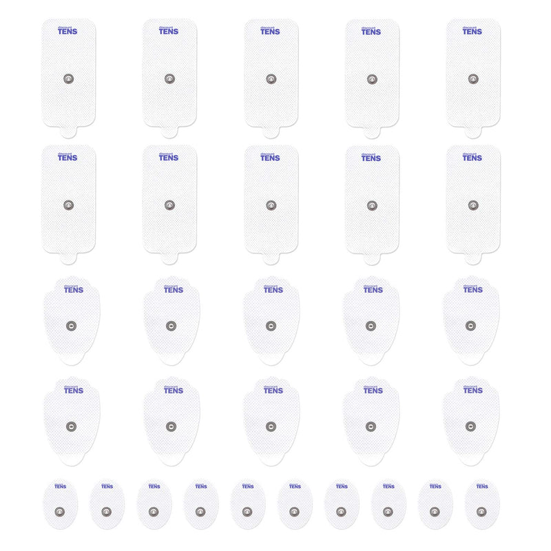 [Australia] - Premium Quality TENS Electrodes, 30 Pack Assortment with Small, Large and XL TENS Replacement Electrode Pads for TENS Units, Discount TENS Brand (Assortment, 30 Pack) 30 Piece Assortment 