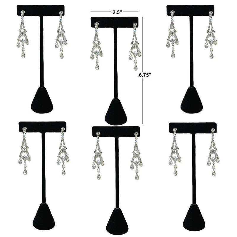 [Australia] - 6-Pack 6.75" Tall - Black Earring T Stand Display T Shape Showroom and Tradeshow (Black Velvet (6.75" H)) 