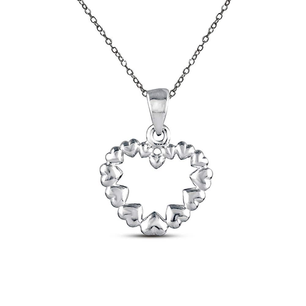 [Australia] - Charmsy Sterling Silver Jewelry Heart Link Pendant with Chain for Teens Girl 