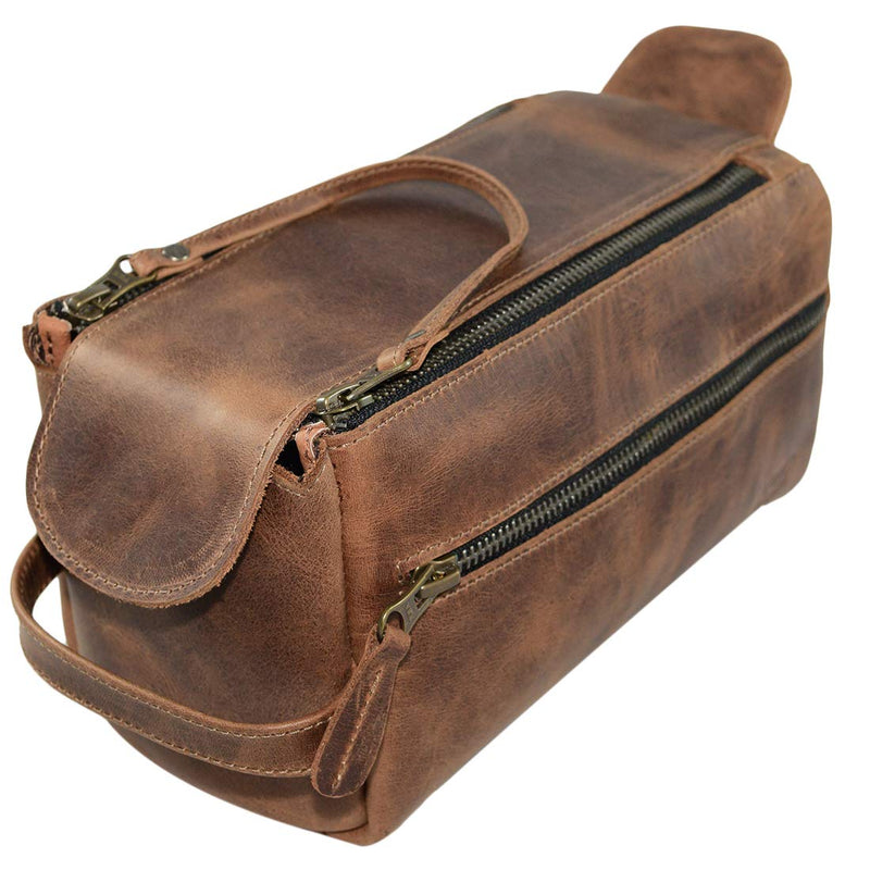 [Australia] - Hide & Drink, Leather Toiletry Bag w/ Handles, Hygiene Organizer, Travel Dopp, Bathroom, Shaving, Storage, Travel & Grooming Essentials, Handmade Includes 101 Year Warranty :: Bourbon Brown 