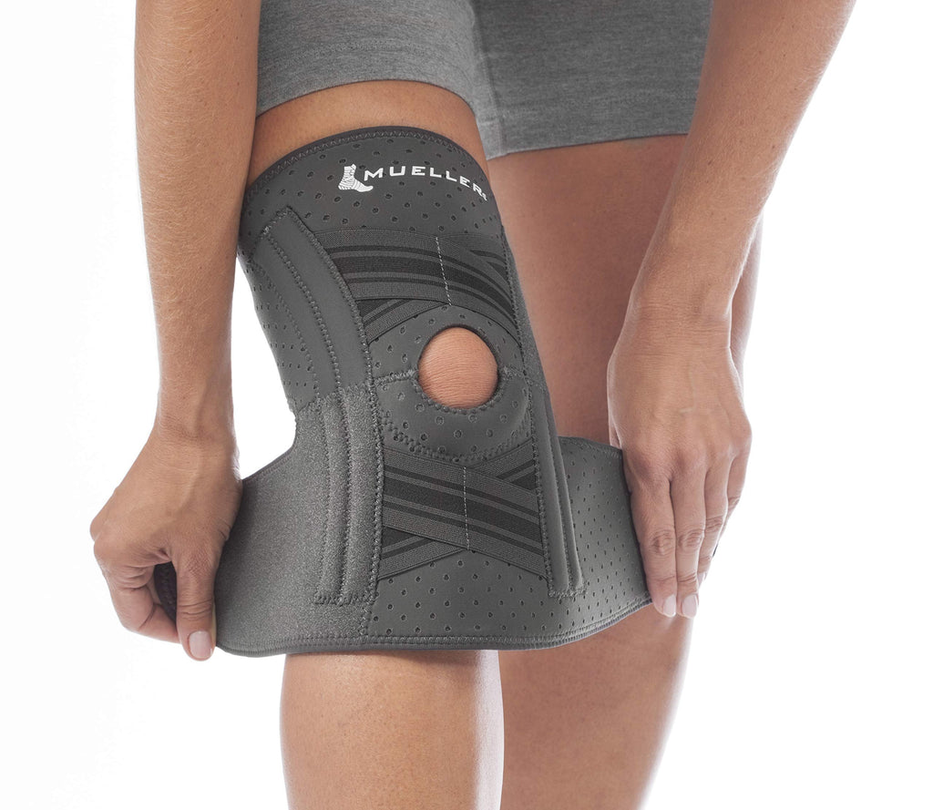 [Australia] - Mueller Comfort Plus Knee Stabilizer, Gray, Medium/Large | Stabilizing Knee Brace Medium/Large (Pack of 1) Side Stabilizers 