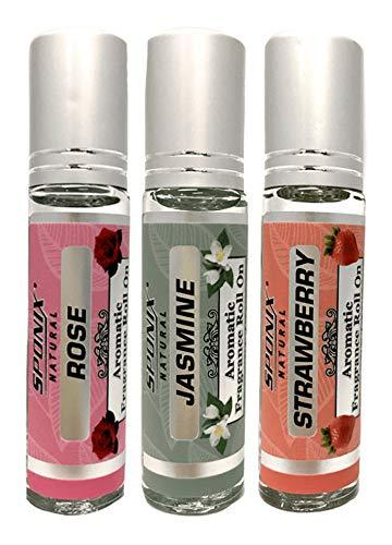 [Australia] - Best Fragrance Oil Roll On Gift Set Jasmine, Rose and Strawberry 10 mL Each by Sponix 