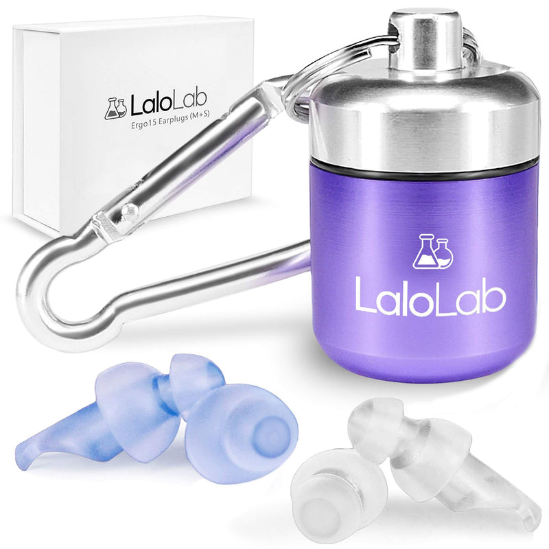 [Australia] - Ear Plugs for Sleeping by LaloLab | 2 Sizes Comfortable Reusable Noise Cancelling Earplugs for Sleep & Snoring, Travel, Work | Up to 28 dB NRR | Case & Gift Box | 2 Pairs, Medium & Small Sizes 5 Count (Pack of 1) 