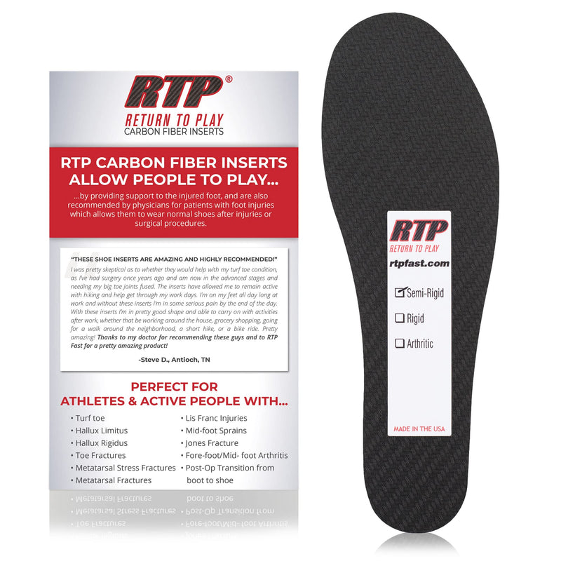 [Australia] - Carbon Fiber Full Shoe Semi-Rigid Insert 28 cm Men's Size 11 or Women's Size 12 Made in The USA 28 cm Mens 11/Womens 12 