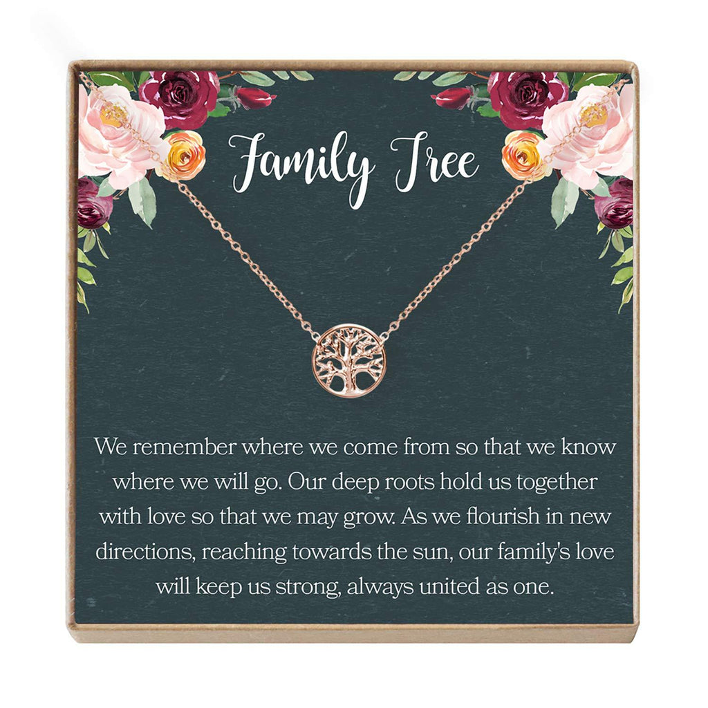 [Australia] - Family Tree Necklace Gift: Tree of Life Necklace, Pendant, Charm, Generations, Tree (rose-gold-plated-brass, NA) 