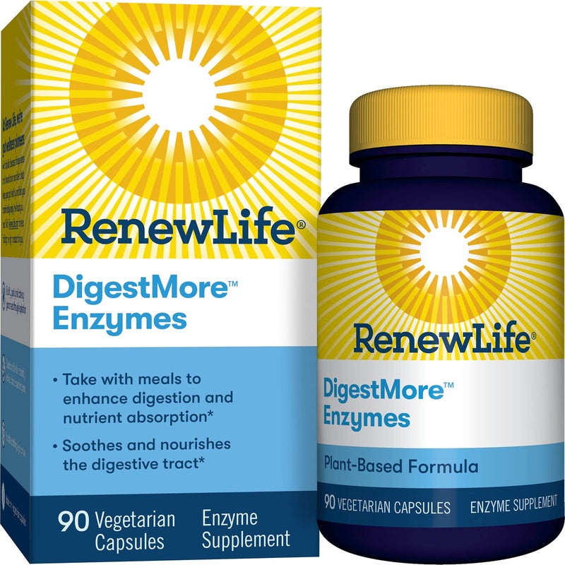 [Australia] - Renew Life Adult Digestive Enzyme - DigestMore Plant-Based Foods Enzyme Formula for Men & Women - 90 Vegetarian Capsules (Package May Vary) 