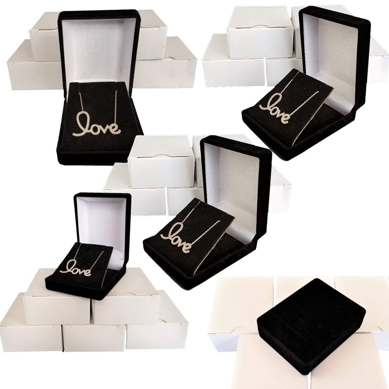 [Australia] - 5 Black Elegant Flocked Velour Necklace Pendant Gift Boxes Jewelry Displays and Boxes 