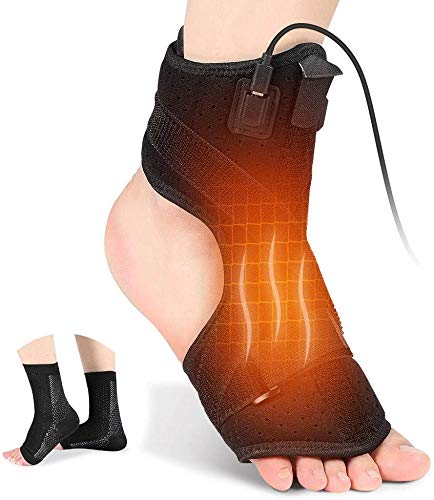 [Australia] - Foot Heating Pad,Plantar Fasciitis Support Brace 1 Pair Compression Foot Sleeves Heated Therapy Night Splint Achilles Tendonitis for Arthritis Sprains Strains Heel Spur Torn Tendons Black Foot Splint+Socks 