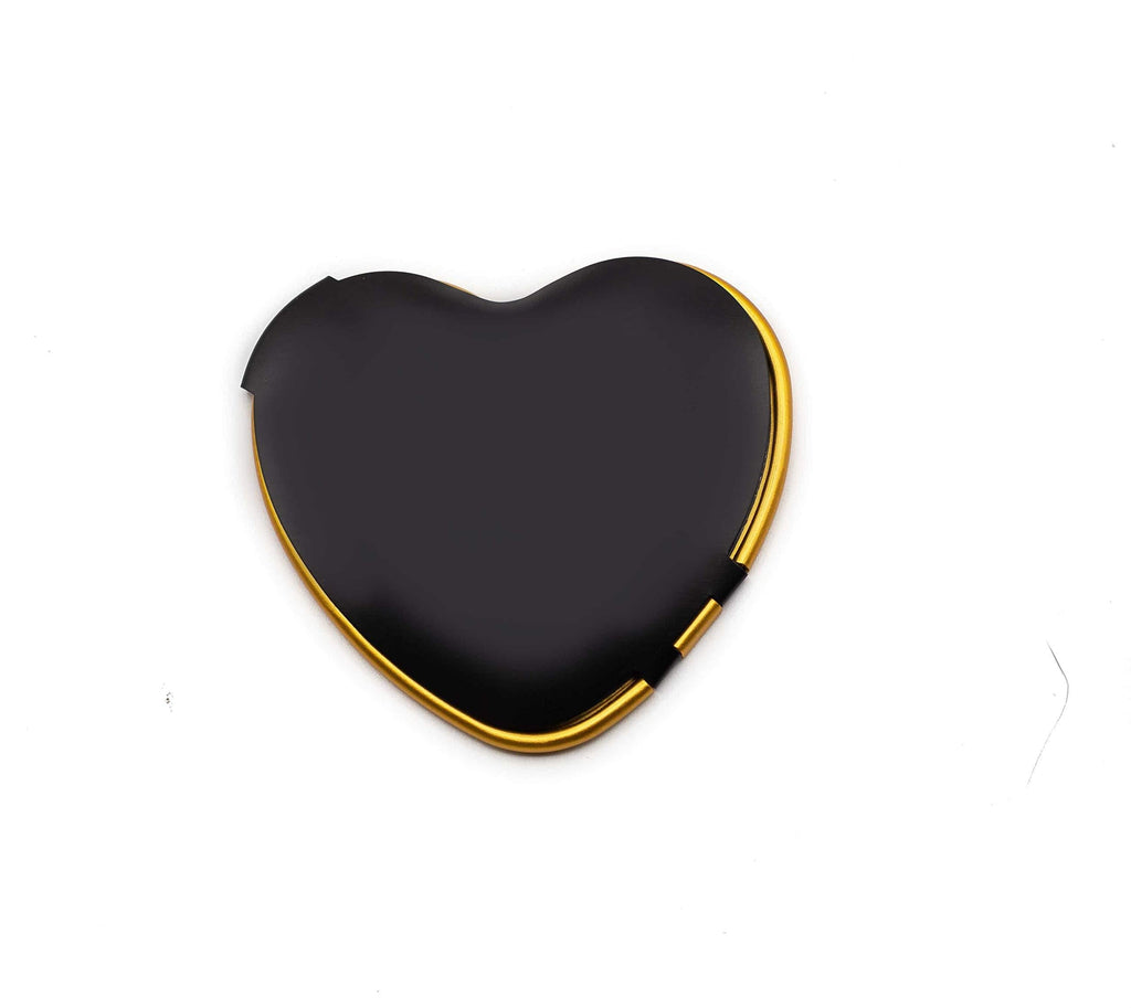 [Australia] - Ladies Pocket Mirror For Purse, Small Elegant Collectible Compact Mirrors - Perfect for Travel - 1x Trueview Vintage Handheld Makeup Mirror For All Your Personal Needs, Order Now! (Heart, Black/Gold) Heart 