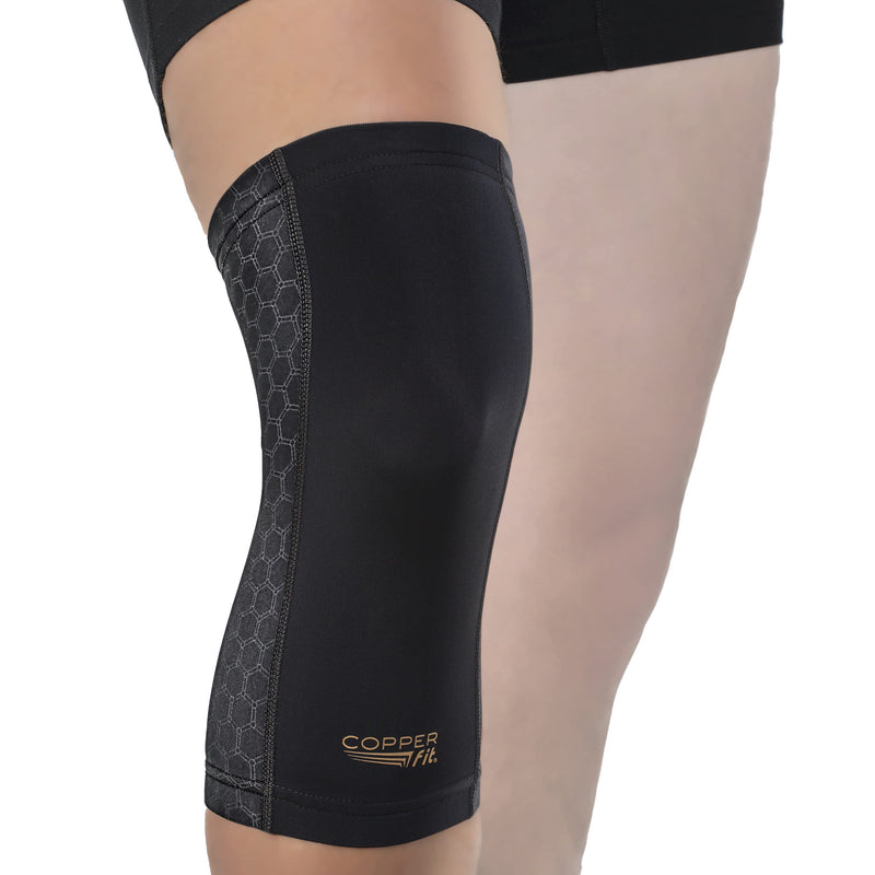 [Australia] - Copper Fit unisex adult Freedom Knee Compression Sleeve Hosiery, Black, Large US 