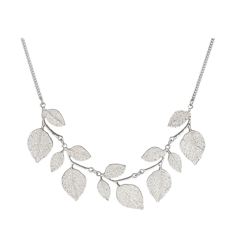[Australia] - CENAPOG Bohemian Glitter Leaf Collar Necklace for Women Girls Plant Hammered Necklace Chunky Tree Life Choker Necklace Vintage Bib Necklace Silver 