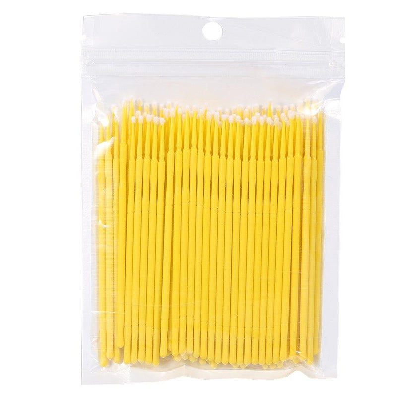 [Australia] - 4 Colors Available 100PCS/Bag Disposable Micro Applicator Brushes, Women Disposable Eyelash Extension Brushes for Makeup brushes, Extension Mascara Brush Eyelash Glue Cleaning Stick, (2.5mm)(yellow) yellow 