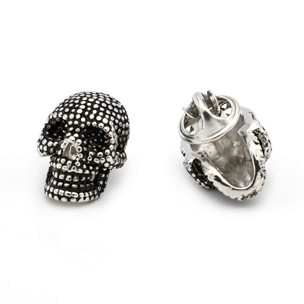 [Australia] - Vcufflinks 3D Gothic Silver Skeleton Skull Brooch Lapel Pin 