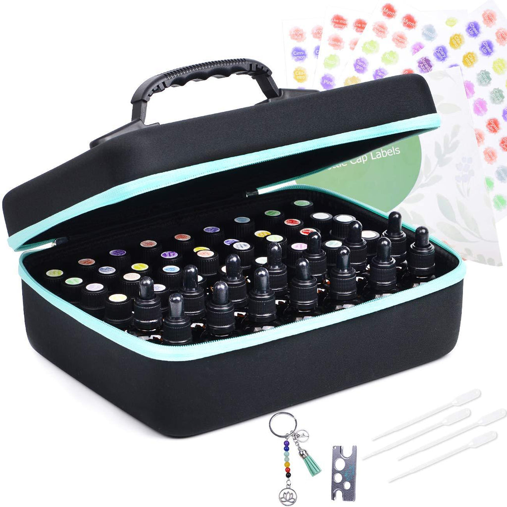 [Australia] - Essential Oil Carrying Organizer Storage Case (Carry Handle On Top) Holds 48-68 Small Bottle Box/Roller Bottles for 5ml 10ml 15ml 20ml 30ml /1oz with Free Writable Labels Opener 48 Holes 1 Count (Pack of 1) 