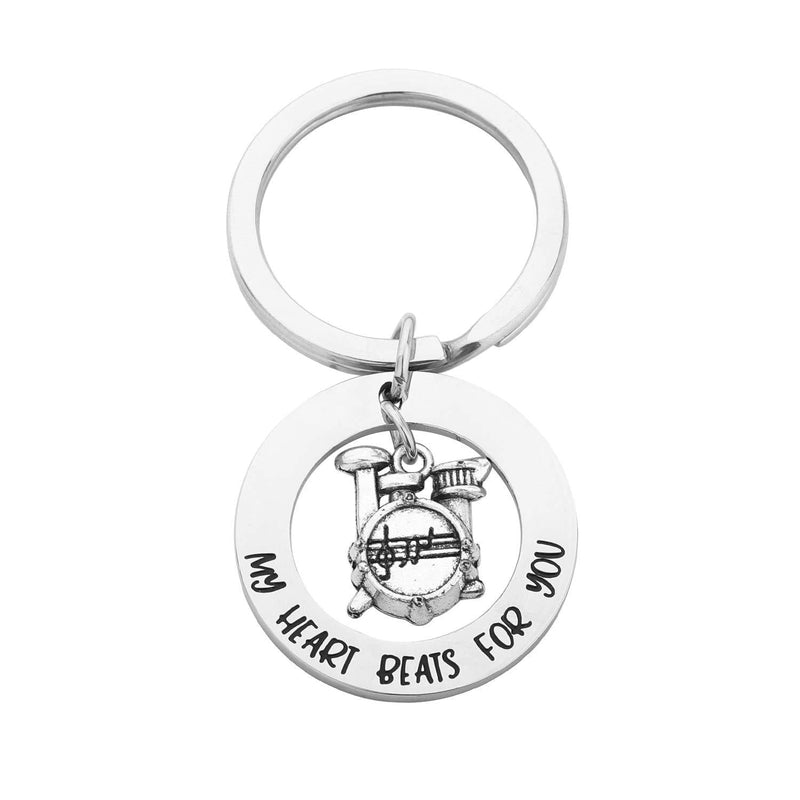 [Australia] - Lywjyb Birdgot Funny Drummer Gift Drummer Boyfriend Gift My Heart Beats for You Drum Charm Keychain Musician Gift Drum Kit Gifts Musician Keychain Percussion Jewelry 