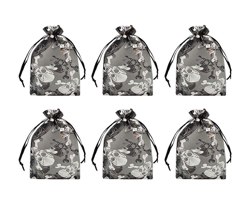 [Australia] - Tvoip Organza Bags 100pcs/lot 4"x 6" (10x15cm) Drawable Black Skull Packing Bags Wedding Christmas Candy Jewelry Bags & Pouches (Black(Skull)) Black(skull) 