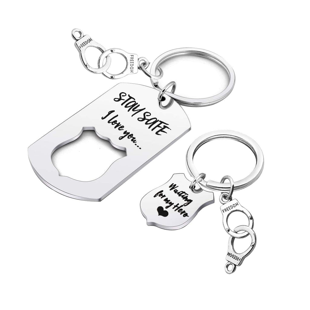 [Australia] - Lywjyb Birdgot Stay Safe I Love You Police Badge Keychain Police Officer Gift Love My Officer Police Wife Girlfriend Gift 