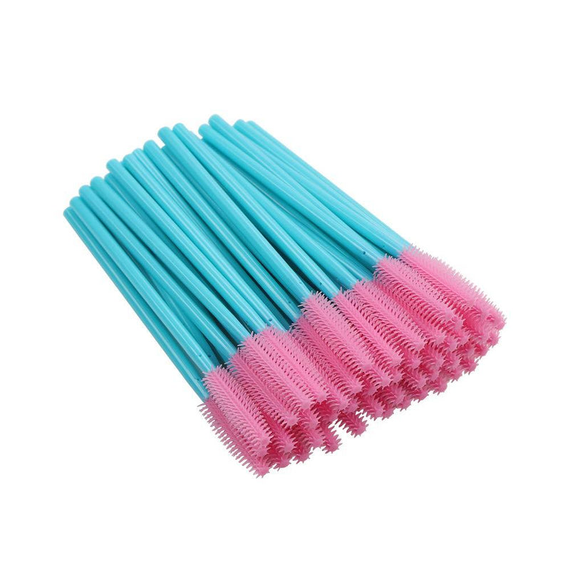 [Australia] - 100 Pcs Silicone Mascara Wands Disposable Eyelash Brushes for Extensions Lash Applicators Makeup Tool Kit, Blue/Pink Blue Handle/Pink Brush Head 