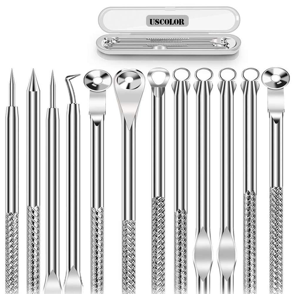 [Australia] - 6PCS Dual Heads Blackhead Remover, Pimple Comedone Extractor, Acne Whitehead Blemish Removal Kit, Premium Stainless Steel, Risk Free For Face Skin, With Portable Box 