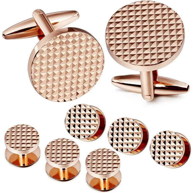 [Australia] - HAWSON Metal Cufflinks and 6 Studs Set for Men Tuxedo Shirt - Business Wedding Accessories Rose Gold 