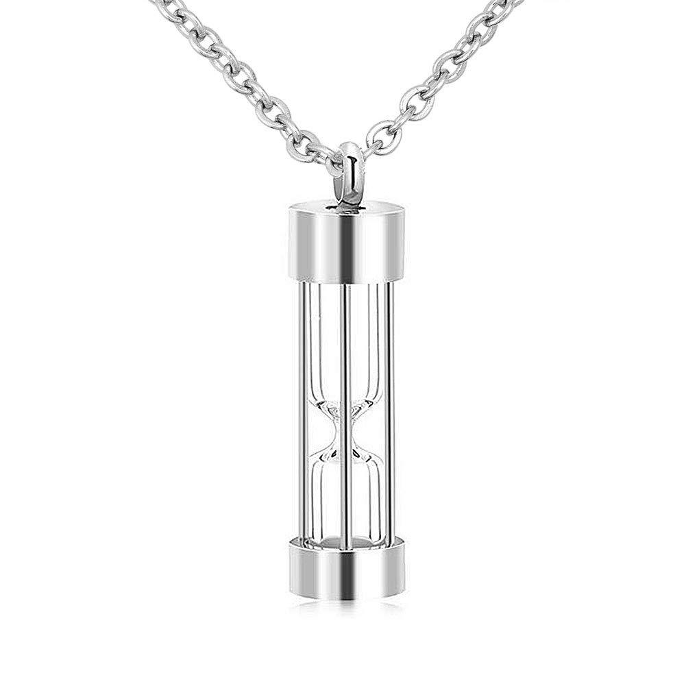 [Australia] - Sug Jasmin Hourglass Urn Necklace for Ashes Cremation Jewelry Keepsake Memorial Pendants with Fill Kit Silver Plated 