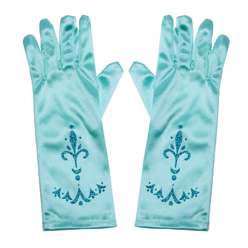 [Australia] - Little Girls Princess Gloves(Solid Color Long Elbow Length) For Birthday,Wedding,Holiday,Costume Party One Size Blue 