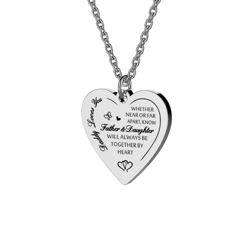 [Australia] - Haoflower Daughter Heart Pendant Necklace You are Braver Than You Believe Engraved Motivational Message Stainless Steel Jewelry Gifts from Mom Dad Daddy loves you 