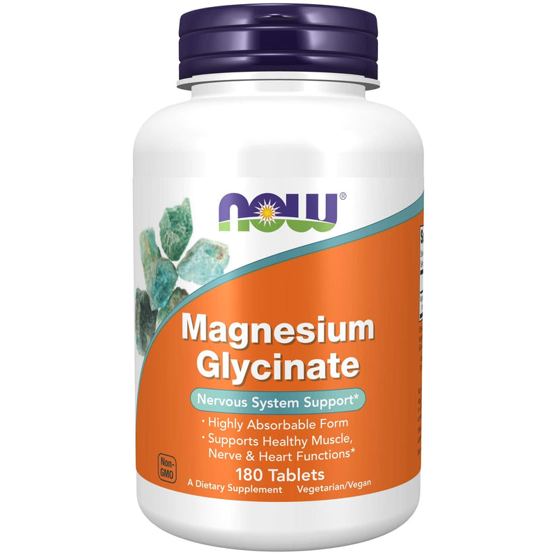 [Australia] - NOW Supplements, Magnesium Glycinate 100 mg, Highly Absorbable Form, 180 Tablets 