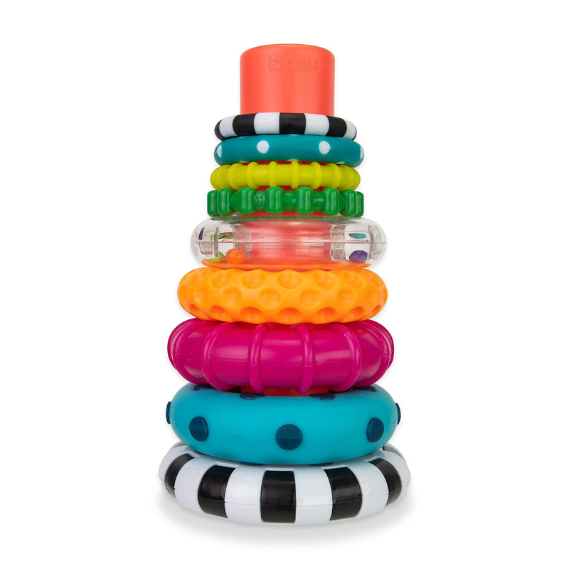 [Australia] - Sassy Stacks of Circles Stacking Ring STEM Learning Toy, Age 6+ Months, Multi, 9 Piece Set 6-24 Month (1 Count) 