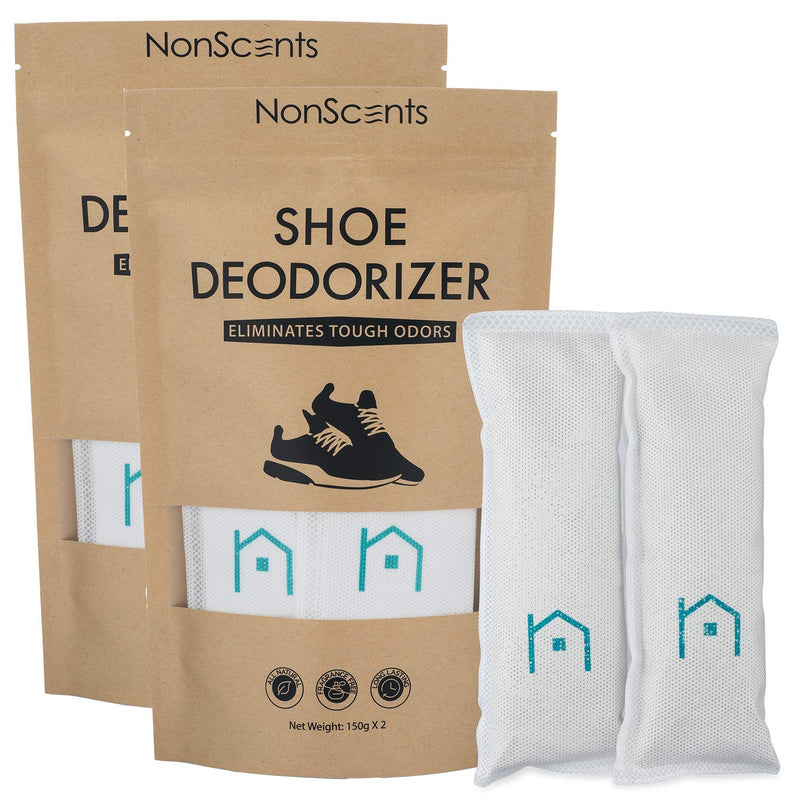 [Australia] - NonScents Shoe Deodorizer Bags (4-Pack) - Smell Odor Eliminator and Freshener for Shoes, Sneakers and Gym Bags 4 Count (Pack of 1) 