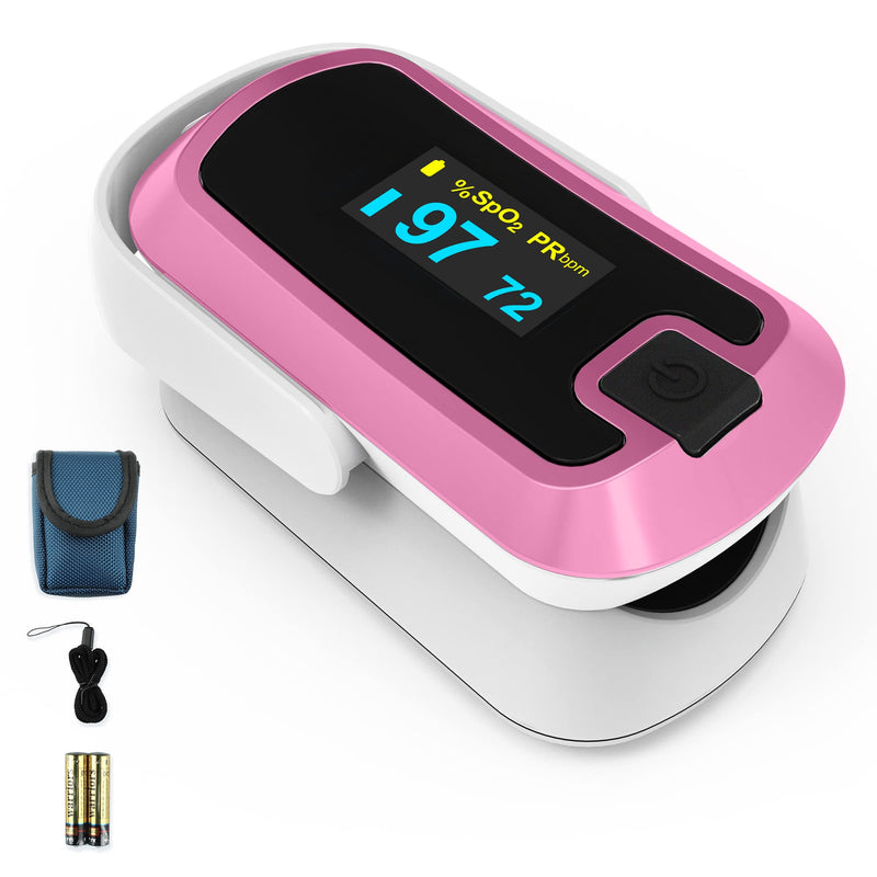 [Australia] - mibest OLED Finger Pulse Oximeter, O2 Meter, Dual Color White/Pink 