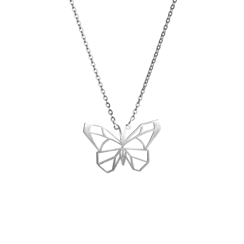 [Australia] - La Menagerie Butterfly Silver Origami Jewelry & Silver Geometric Necklace – 925 Sterling Plated Silver Necklace & Butterfly Necklaces for Women – Butterfly Necklace for Girls & Necklace 