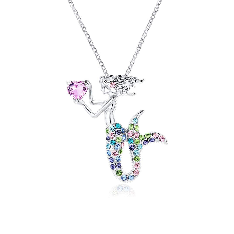 [Australia] - Kjiasiw Mermaid Pendant Necklace Jewelry Crystal Pendant Gift for Girls Women Multi-Color 