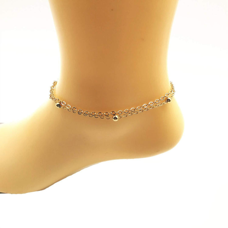 [Australia] - INSANEY Cute Anklet Womens 18K Gold Plated Cute Tiny Beaded Charm Beach Handmade Dainty Foot Chain Bangle Ankle… style2 