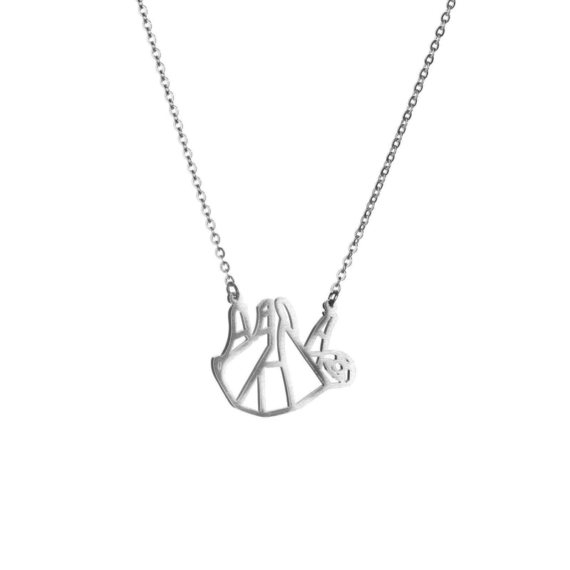 [Australia] - La Menagerie Sloth Silver Origami Jewelry & Silver Geometric Necklace – 925 Sterling Plated Silver Necklace & Sloth Necklaces for Women – Sloth Necklace for Girls & Origami Necklace 