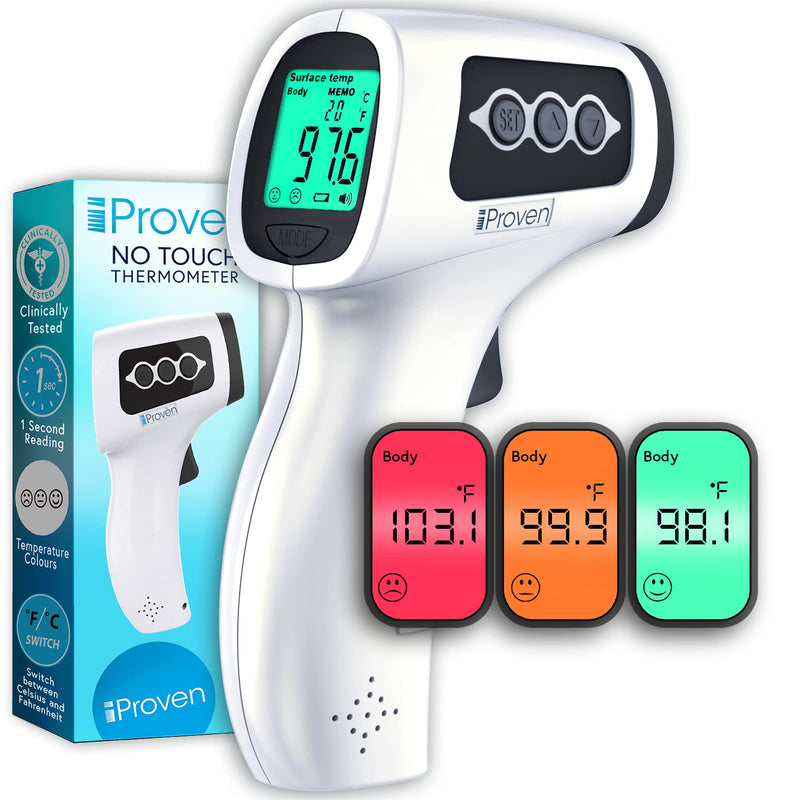 [Australia] - No Touch Infrared Thermometer, Health Care Temporal Forehead Temp Gun, Digital Medical iProven Non Contact Thermometer, Ideal for Adults and Kids, Measures Fever in Safe Distance (2-6 Inch) Black 